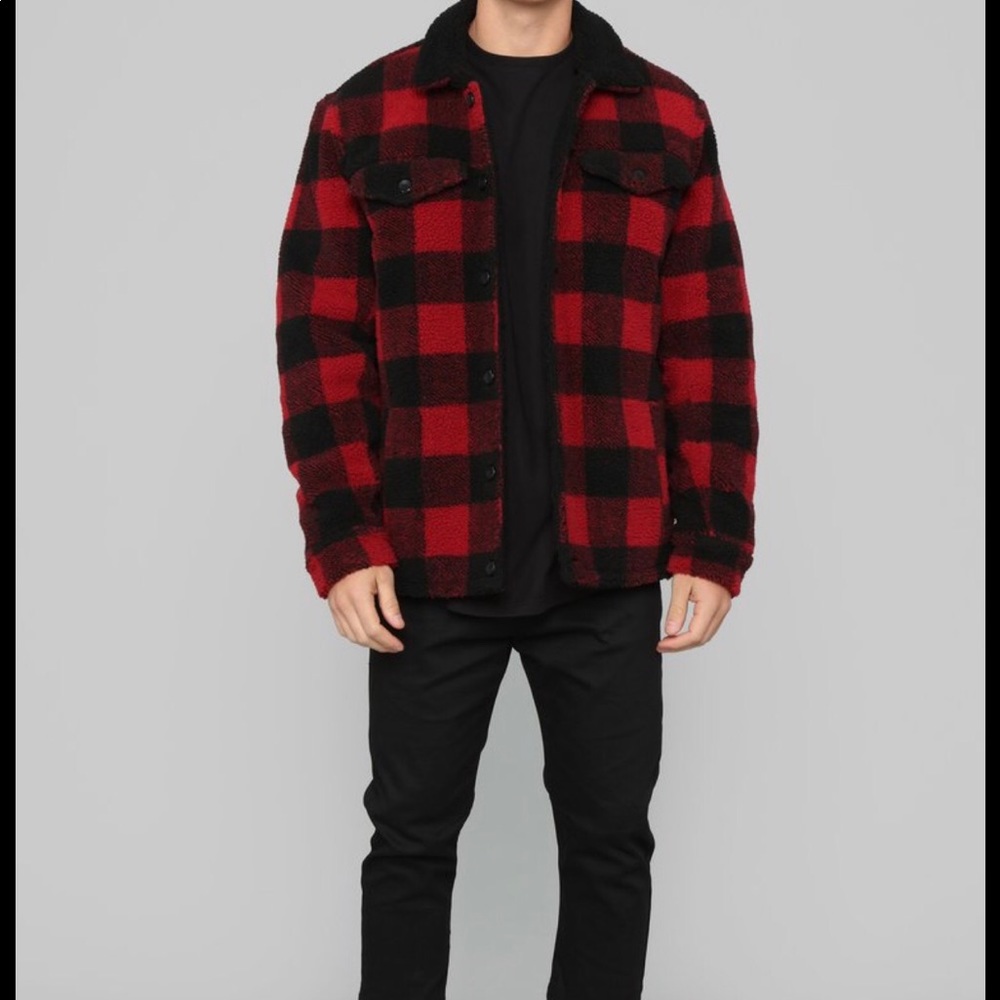 Red & Black Sherpa Jacket